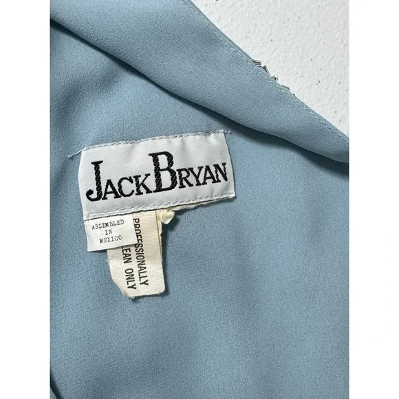 Vintage Jack Bryan Beaded Maxi Dress Pleated Blue Grecian Evening Prom Size S - Picture 4 of 16